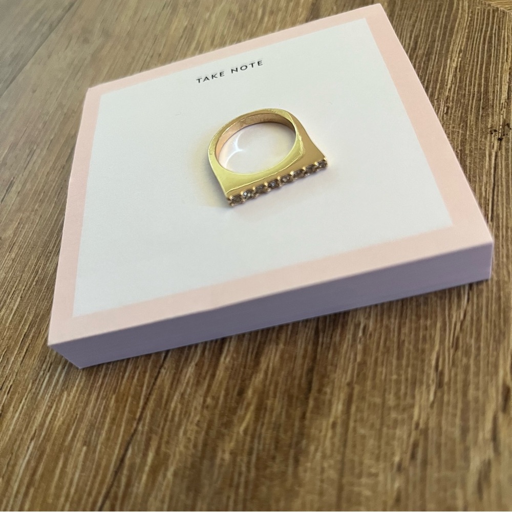 Gold Rhinestone Filled Bar Ring